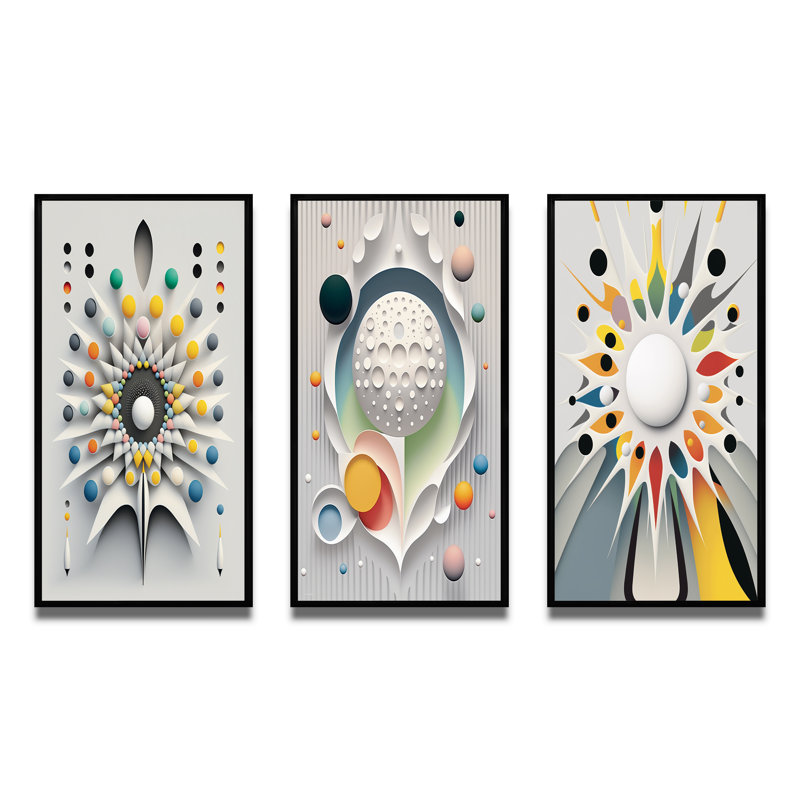 «Sceance Beyond The Knowing», 3 pièces sur toile, Cadre flottant noir, H 32 po x l 48 po