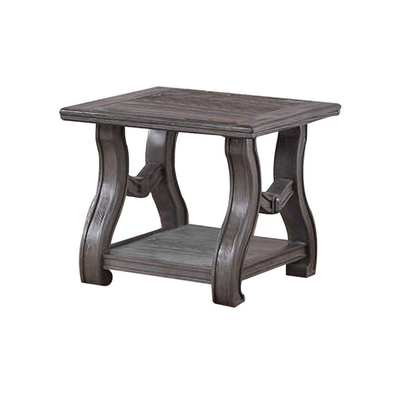 Table de bout contemporaine 26 po Jax, pieds évasés, biseauté, gris platine
