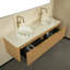 Meuble-lavabo double flottant de 60 po avec lavabo vasque rond en marbre Absher, capteur à DEL et comptoir en pierre frittée-1959201408