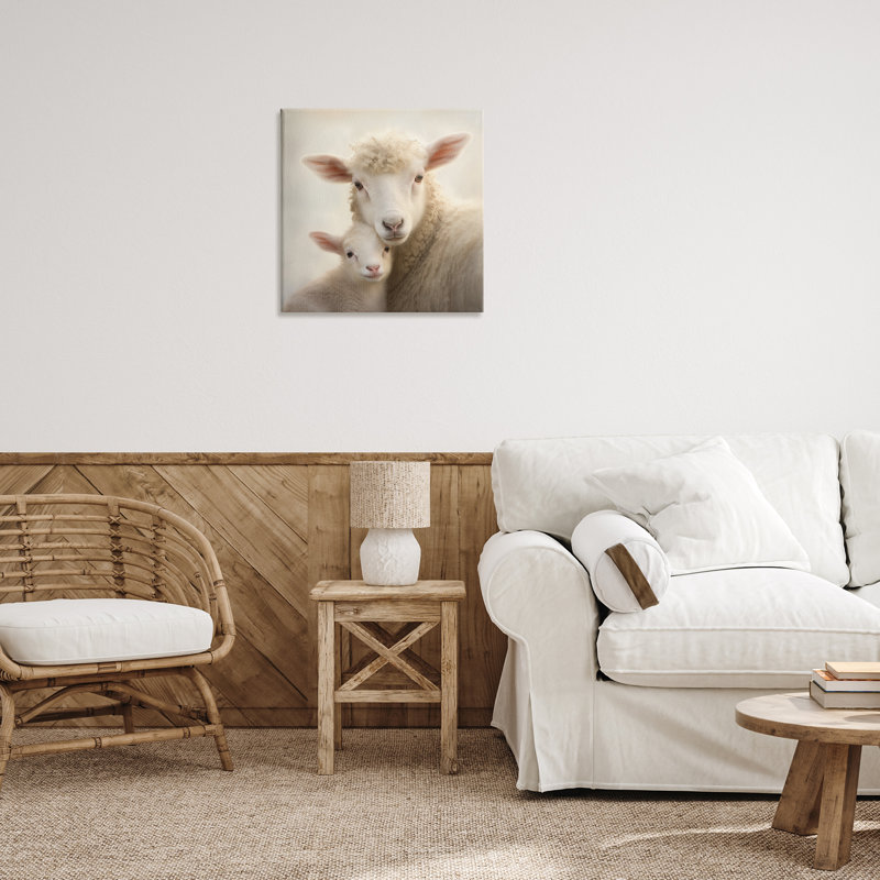 Lamb and Sheep Cuddles, toile par Heidi Kuntz, H 24 po x l 24 po