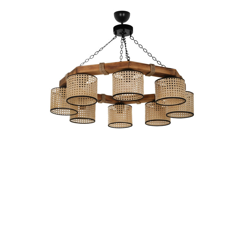 Lustre unique à 8 lumières Josee, Brun clair