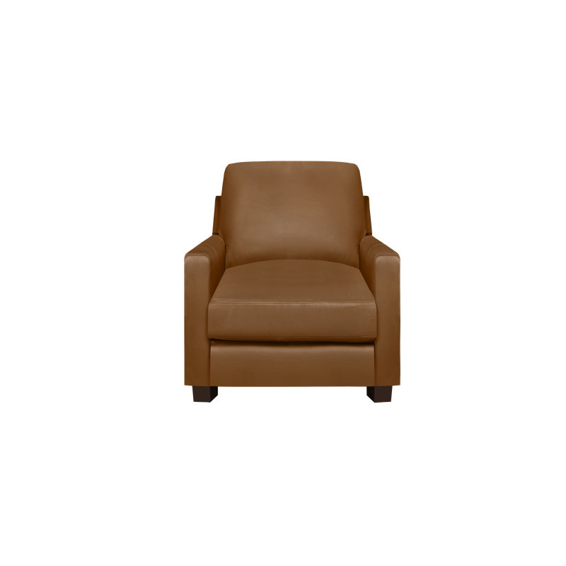 Fauteuil en cuir Anum, Cuir véritable brun moyen