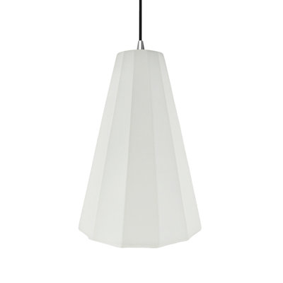 Radiance - Fluted 1-Light Pendant - Bisque - Polished Chrome - 9"W x 13"H - Replaceable Bulb - Black Cord