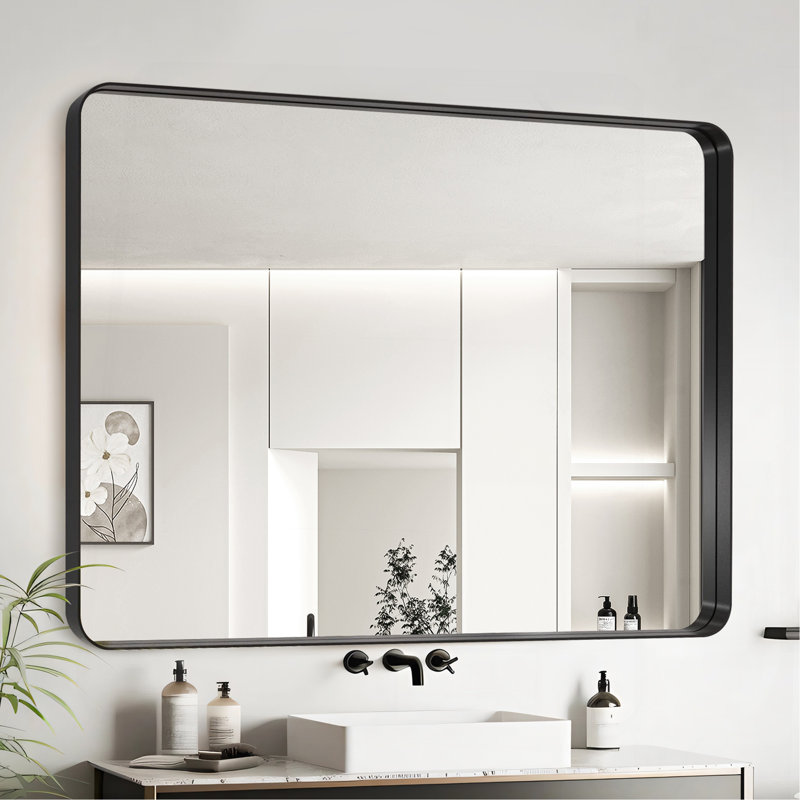 Miroir de salle de bain noir, 40 po x 32 po, Noir
