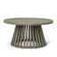 Table basse d'extérieur en bois d'acacia pour le patio, table basse ronde pour la cour arrière, pelouse, balcon, finition grise-130203224
