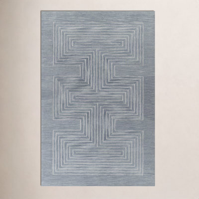 Orlie Copper Hand-Tufted Geometric Wool Rug