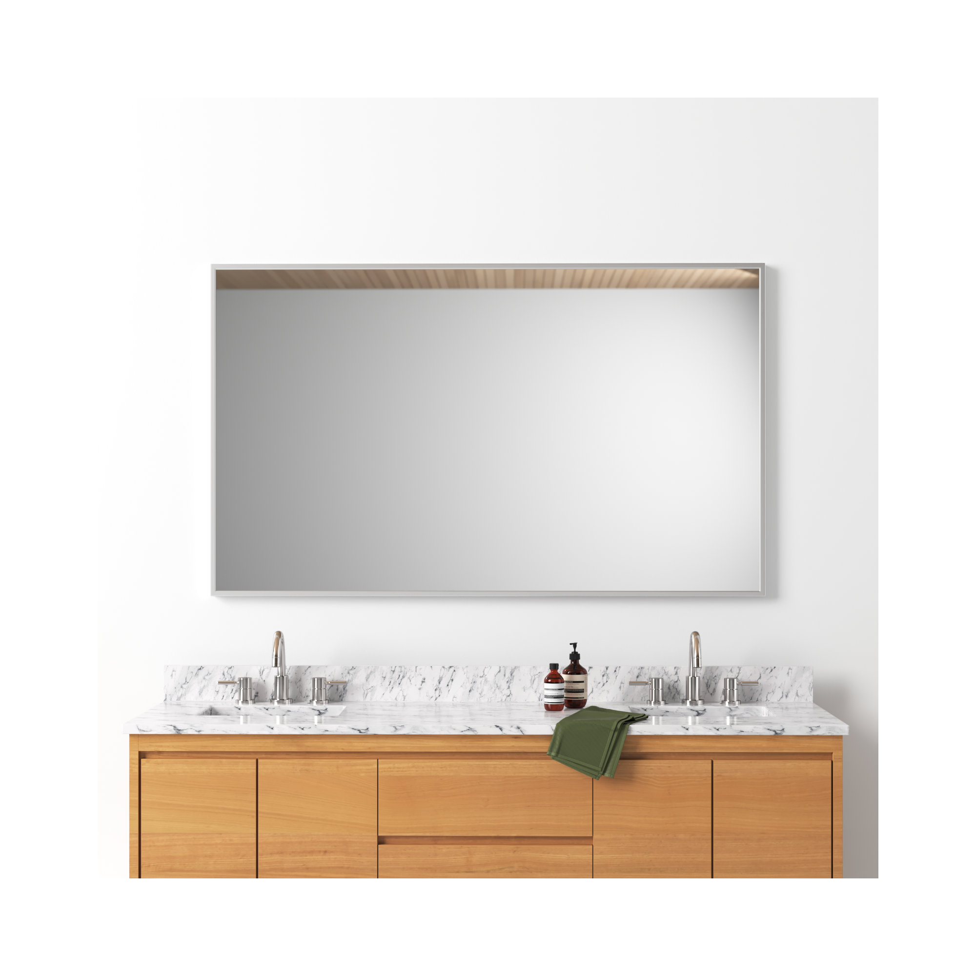 Sabine Metal Rectangle Wall Mirror, 60" x 36", Silver