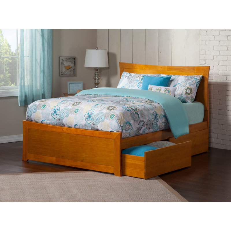 Fleenor Solid Wood Platform Bed with Matching Footboard and Storage Drawers, Espresso, Queen