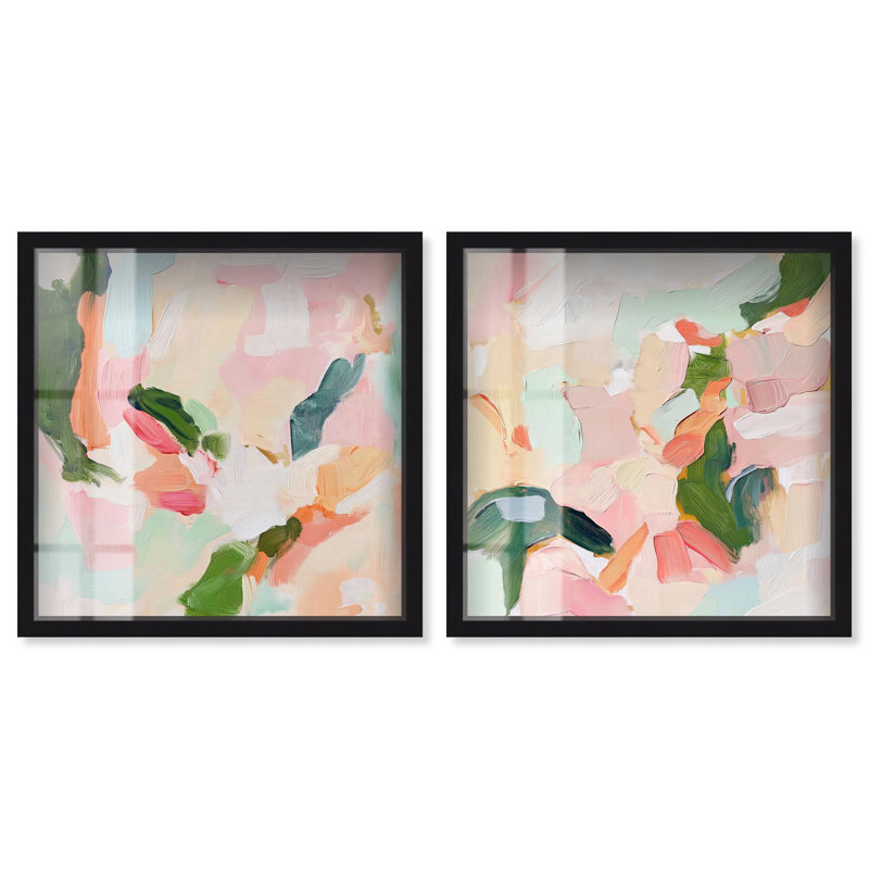 «Blush Boho Minimal Wall Print Shadowbox Pastel Abstract Art» par Art Remedy, H 13 po x l 13 po, Noir