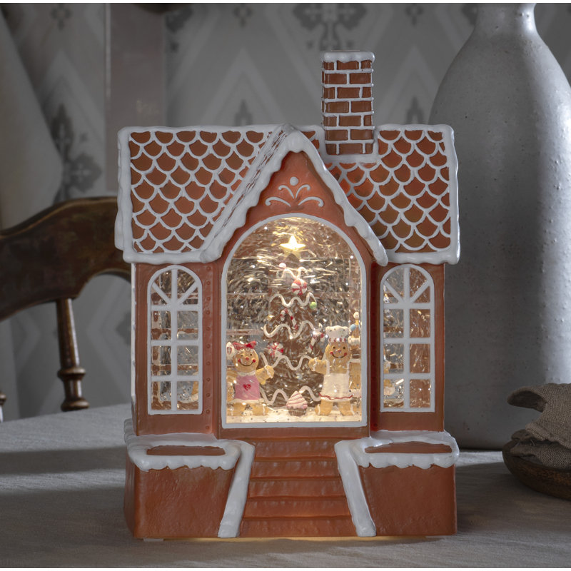 Water Lantern Ginger Bread House Battery Operated with Timer
