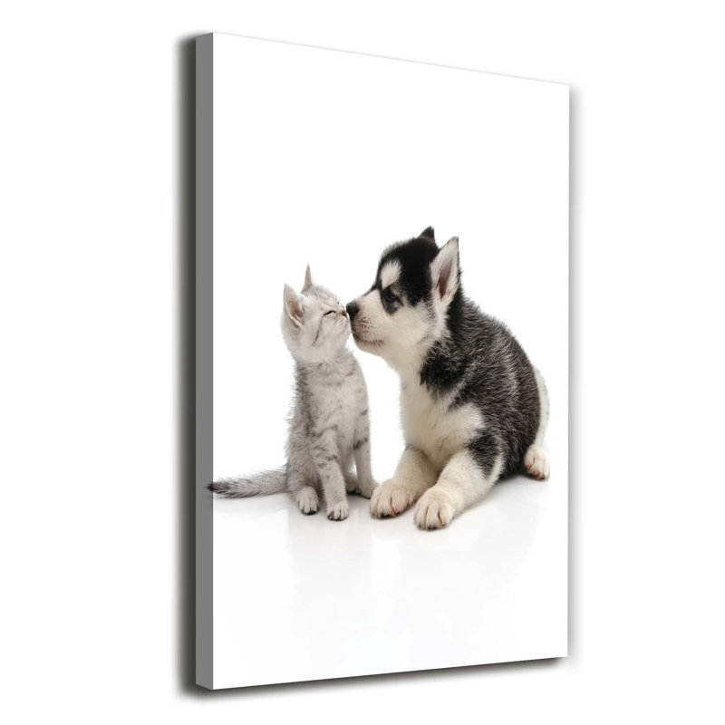 Dog And Cat - Wrapped Canvas Print