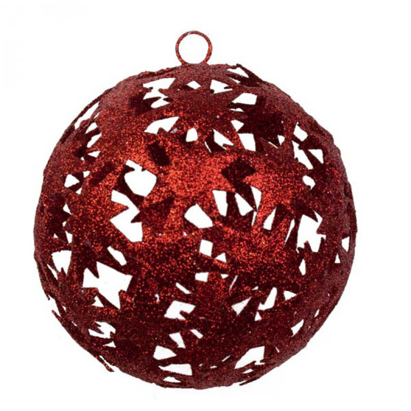 10cm Metal Astrology & Stars Ball Ornament, Red