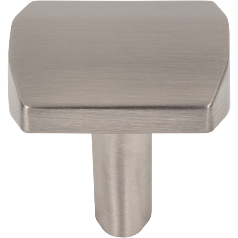 William 1-1/4" Length Square Knob, Satin Nickel