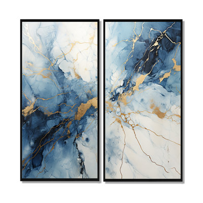 Marbre blanc et bleu orage surdimensionné
