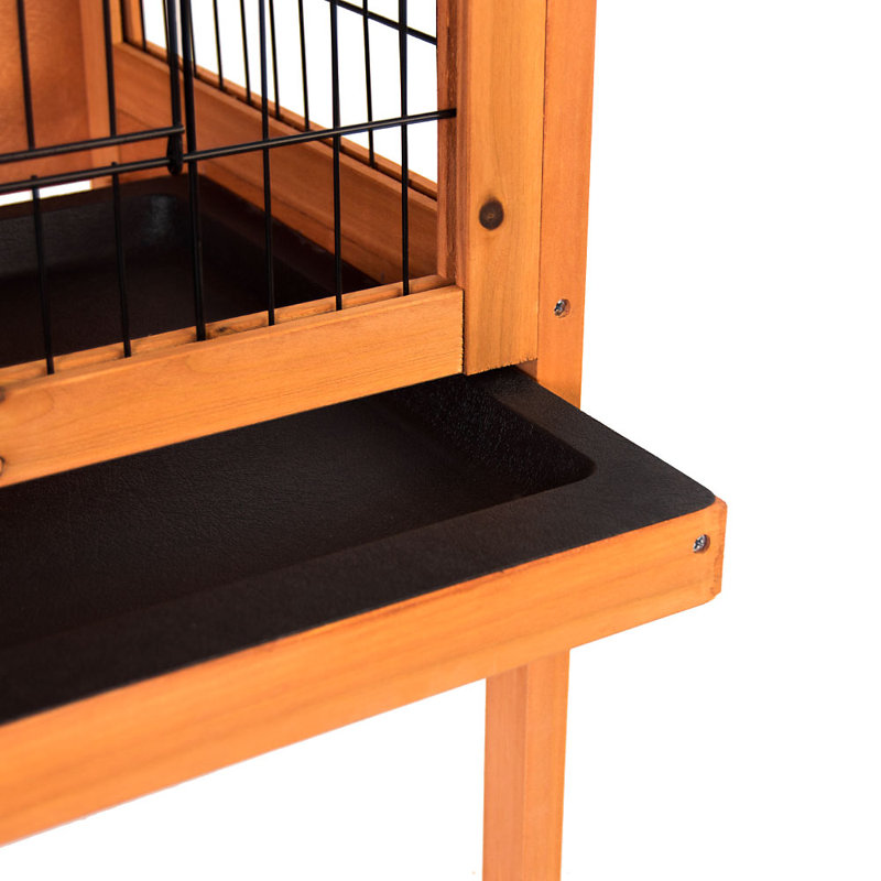 Vida Wooden Raised Pet Hutch Guinea Pig Cage Run with Cleaning Tray Natural Wood