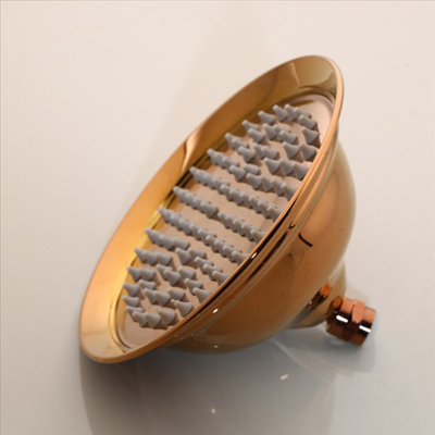 Reno 8 Inch Round Brass Copper Zirconium Gold Rain Shower Head