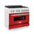 Acier inoxydable satiné rouge mat sélectionné
