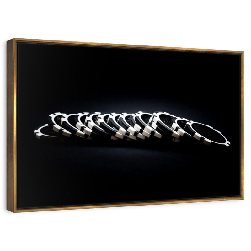Jetons de poker noirs, 46 po x 31 po, Cadre flottant doré