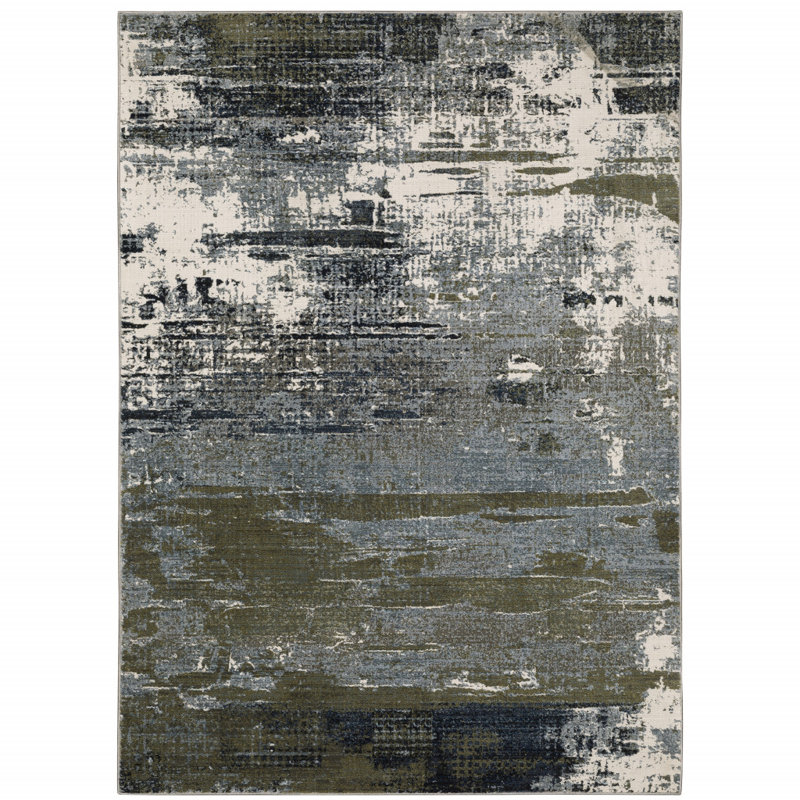 Tapis bleu et vert 3 pi x 5 pi, Rectangle 3 pi 4 po x 5 pi