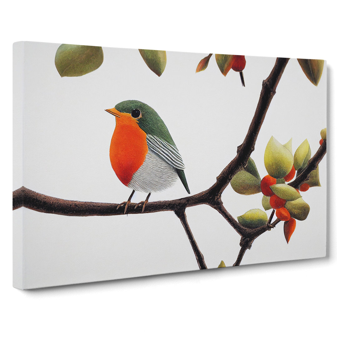 Captivating Robin Bird - Wrapped Canvas Painting