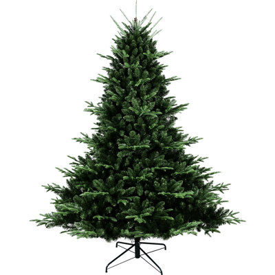 Full - Shaped 8ft Christmas Tree With 2673 Realistic Pe/ , Large Base For Spacious Areas, Hinged Branches Quick Assembly And Stable Metal Support Boasting Lifelike Structure Simple Installation Firm