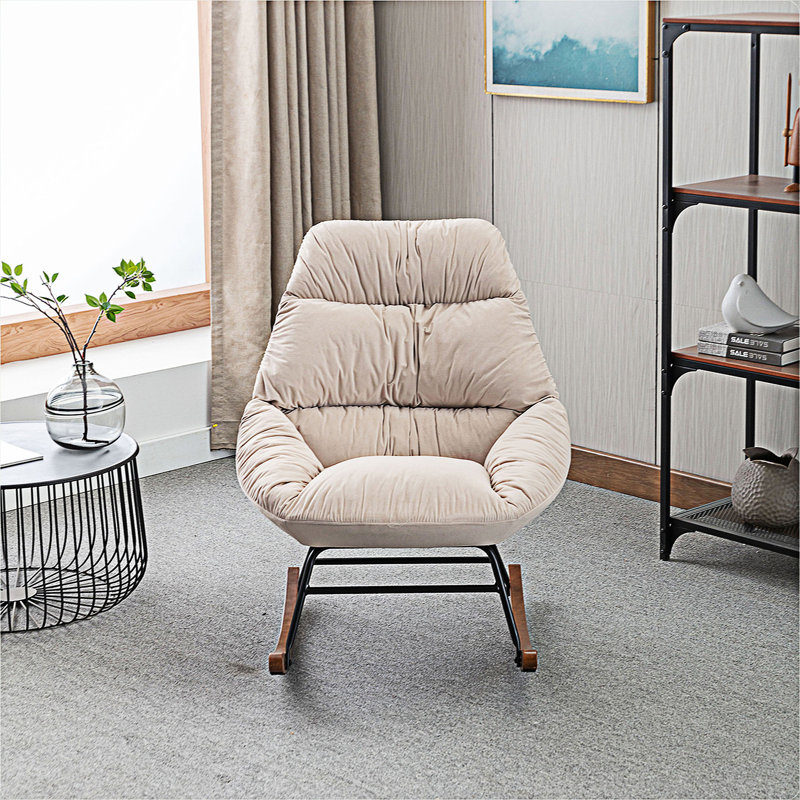 Chaise berçante Ireri, Velours beige