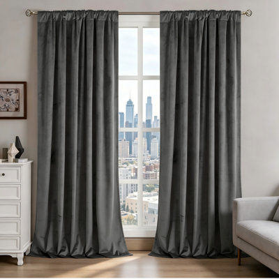 Velvet Blackout Curtains 84", Thick Thermal Blackout Noise Reduce Drapes for Bedroom, 52x84, 2pc