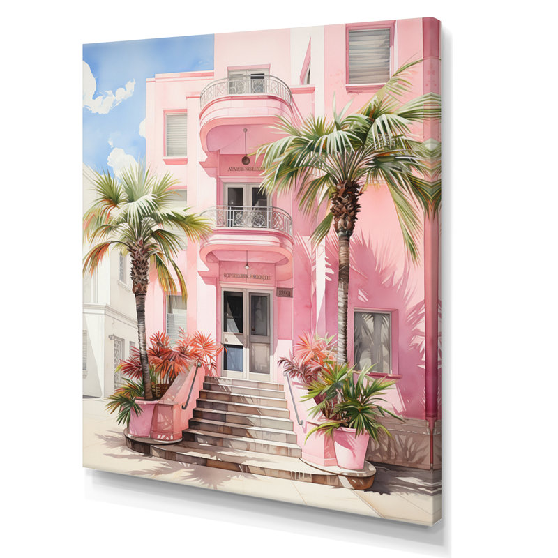 Zelpha Pink Miami Artful Facades II Framed On Canvas Print, 32" H x 16" W x 1" D, Wrapped Canvas