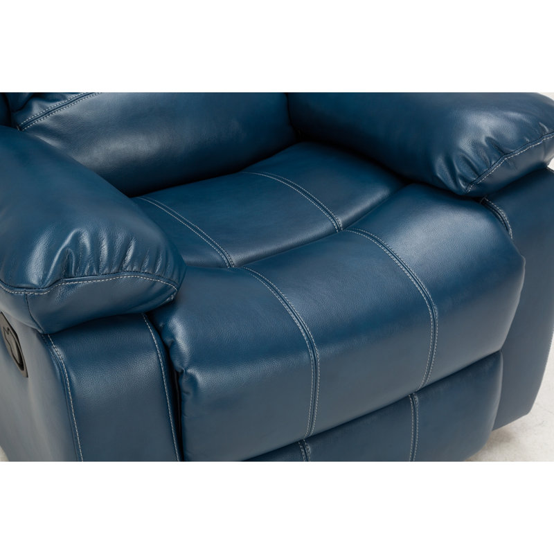 Fauteuil inclinable en cuir bleu marine Charlotte