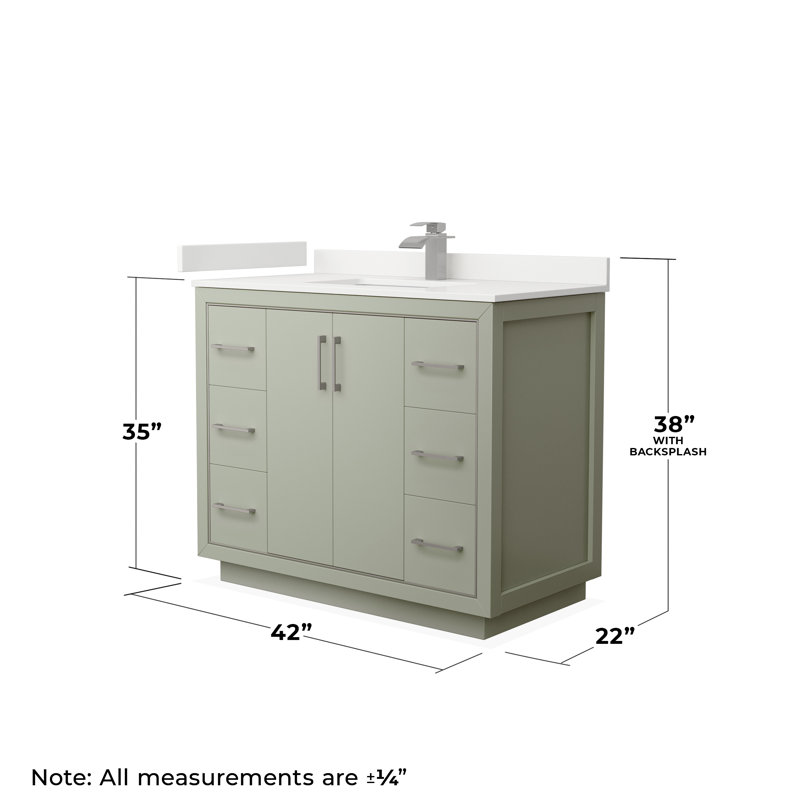 Icon 42'' W Single Vanity, Dark Blue, Giotto Quartz, Brushed Nickel