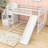 Twin Over Twin Wooden L-Shaped Bunk Beds with Slide and Storage-1230276449