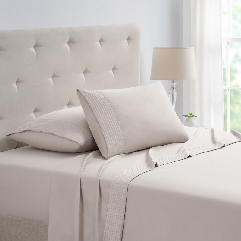 Ensemble de draps 4 pièces Kathy Ireland, King Sheet Set with 2  Pillowcases, Ivoire