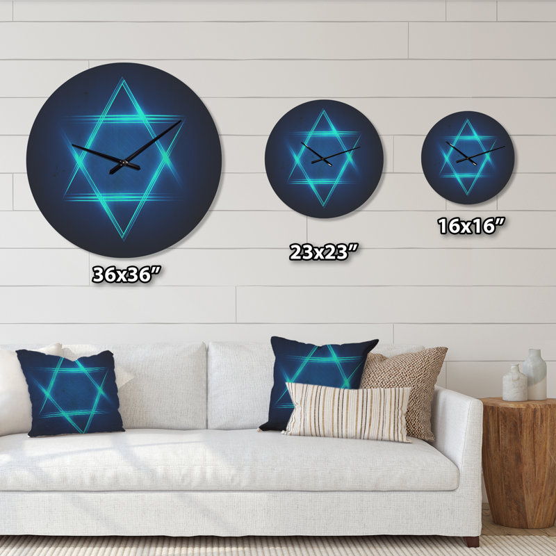 Horloge murale Neon Star of David, Grand