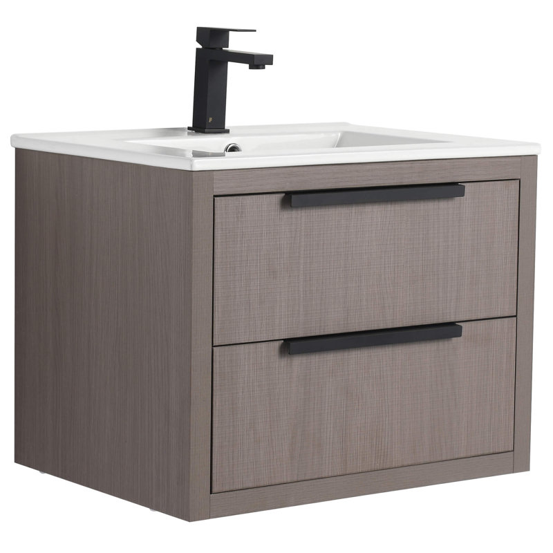 Meuble-lavabo Toddington de 24 po de largeur avec tiroirs - Lavabo inclus, Chêne gris