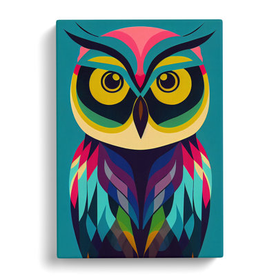 Geometric Owl No.1 Abstract - Wrapped Canvas
