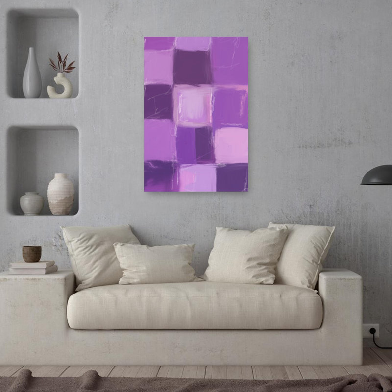 Purple Abstract Abstract Contemporary Geometric Lavender Violet Wall Art Print 1 Piece Wrapped Canvas Wall Art