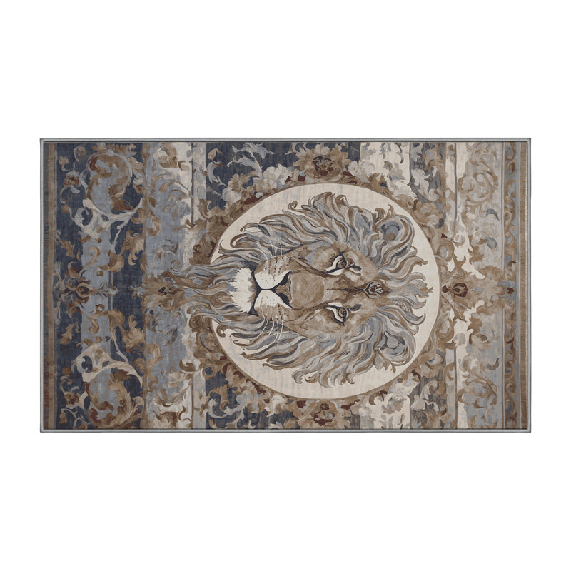 Tapis gris lavable à la machine, Rectangle 7 pi x 9 pi