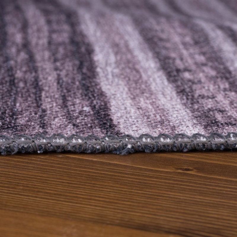 Tapis gris clair / gris foncé en polyester fabriqué à la machine Deboah, Rectangle 6 pi 11 po x 10 pi 2 po