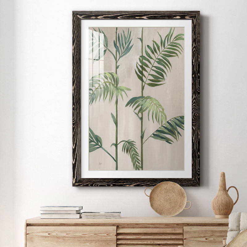 Modern Fronds I - peinture encadrée, Cadre noir, H 37,5 po x l 27,5 po x P 1,5 po
