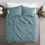 Courtepointe bleu sarcelle double / grand - 3 pièces, tissu en microfibre, rembourré de coton, conception réversible, piquage à point, idéal pour une utilisation à l'année, avec 2 taies décoratives, pièce en microfibre, rembourrage, réversible, literie-124253774-138456569