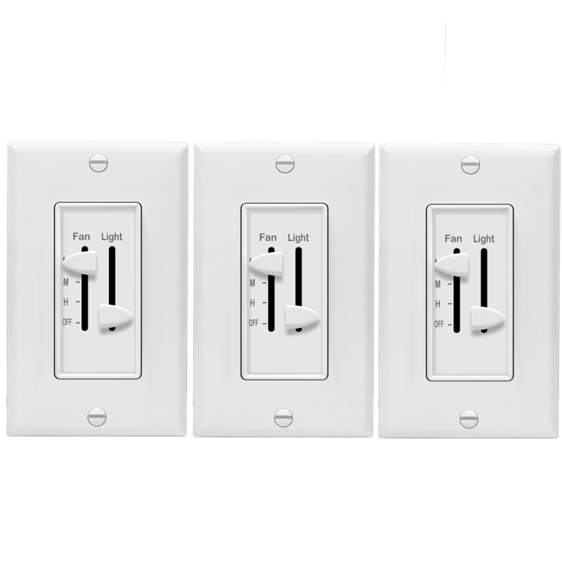 Télécommande et ventilateur mural pour ventilateur de plafond Enerlites - blanc, avec plaque murale (paquet de 3)
