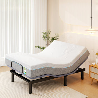 Adjustable Bed Base Massage With 12" Mattress Dual Head & Foot Headrest Lift Electric Bed Frame With Wireless Remote | 0 Gravity | Anti-Snore | Under Bed LED | USB Ports