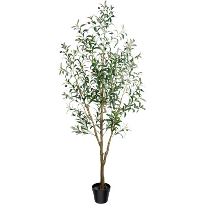 Arbre d'olivier artificiel de 6 pi avec fruits et feuilles réalistes pour la décoration intérieure