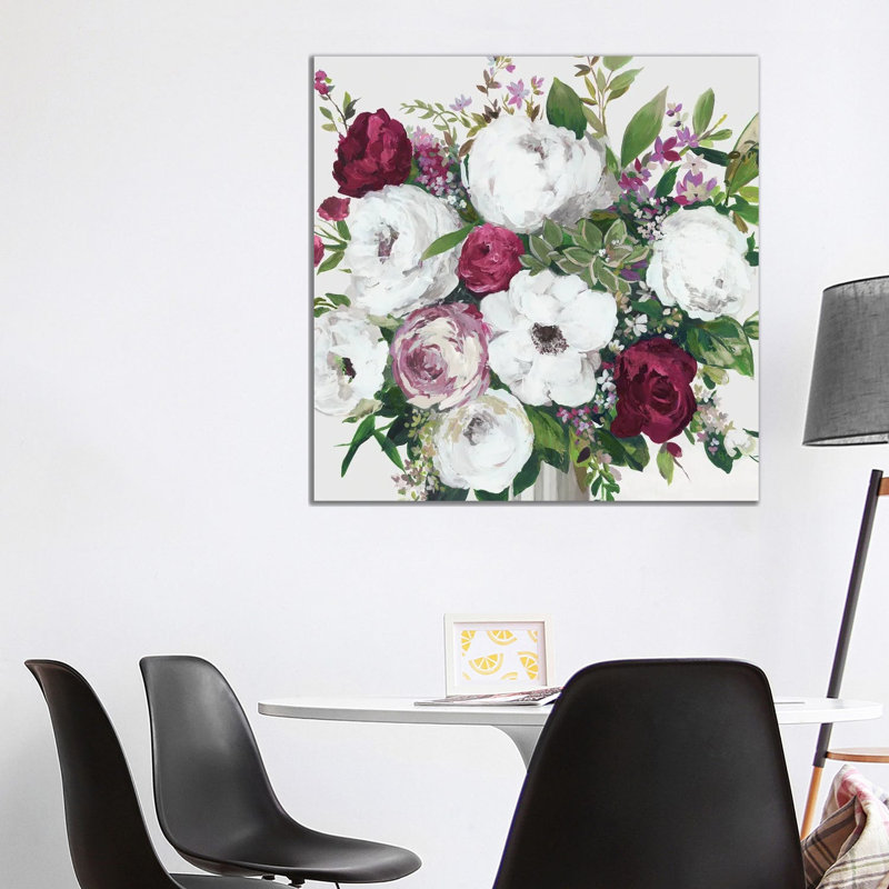 Burgundy Splashes by Asia Jensen - Painting on Canvas, Wrapped Canvas, 66.04 cm H x 66.04 cm W x 3.175 cm D