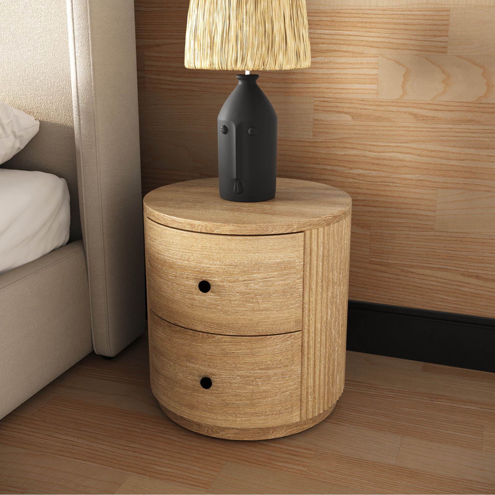 Fitzroy - Modern Natural Acacia Nightstand