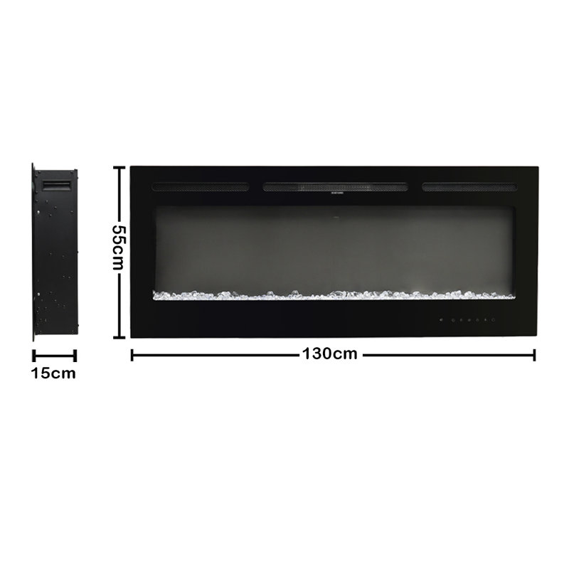 Adrianne Recessed/Wall Mounted Electric Fireplace Adjustable Flame with Remote, 55" H x 130" W x 15" D