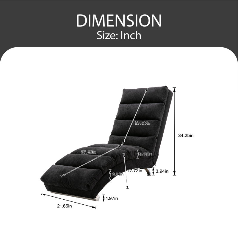 Chaise longue rembourrée Laquasia, Microfibre noire / microsuède