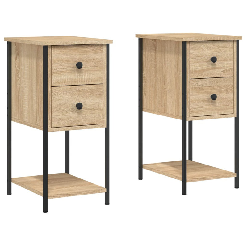 Kewstoke 32cm W Iron Bedside Table, Sonoma Oak