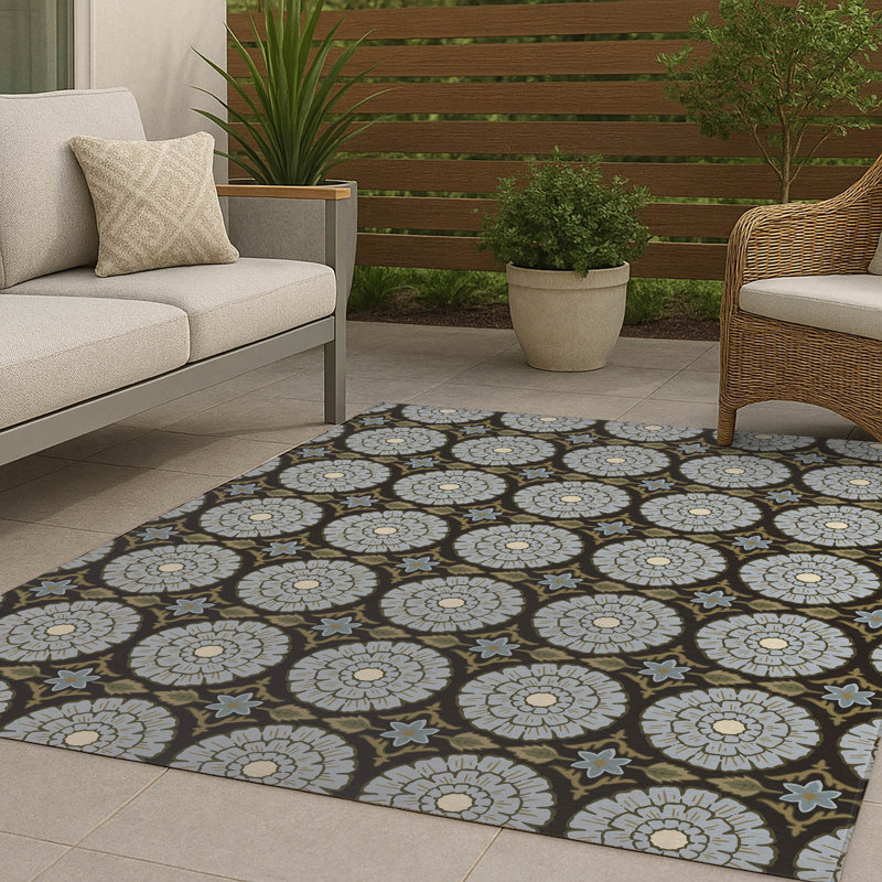 Tapis d'extérieur antidérapant Lexi, Minuit minuit, Rectangle 36 po x 60 po