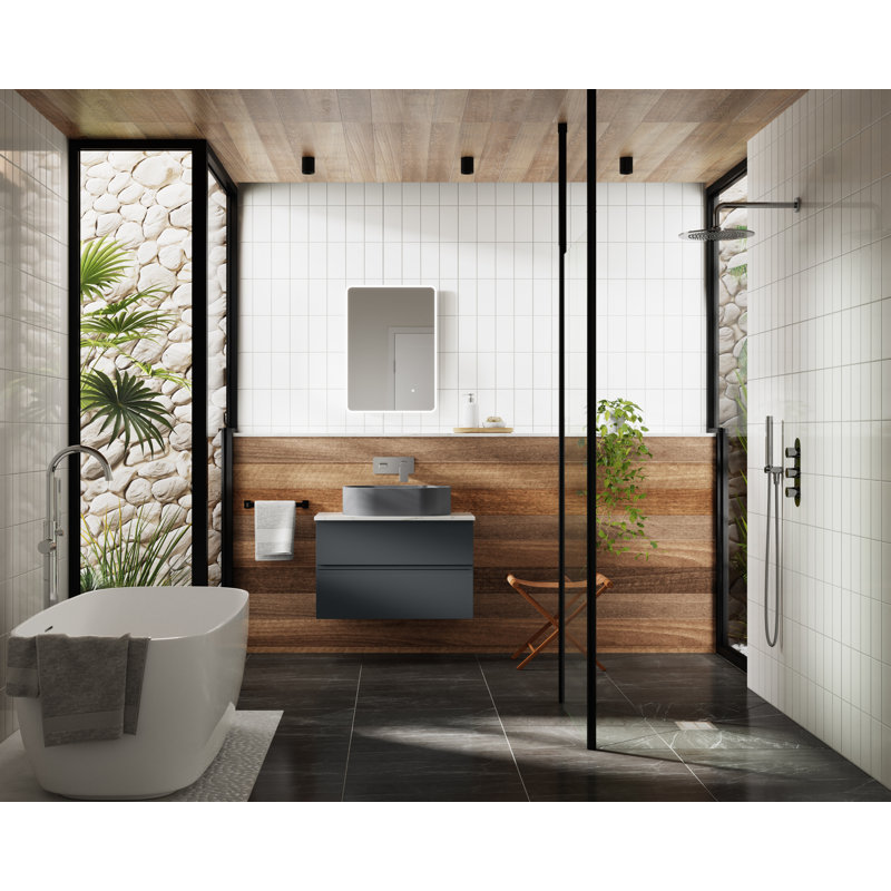 Urban 81cm Single Bathroom Vanity Base Only, Soft Black